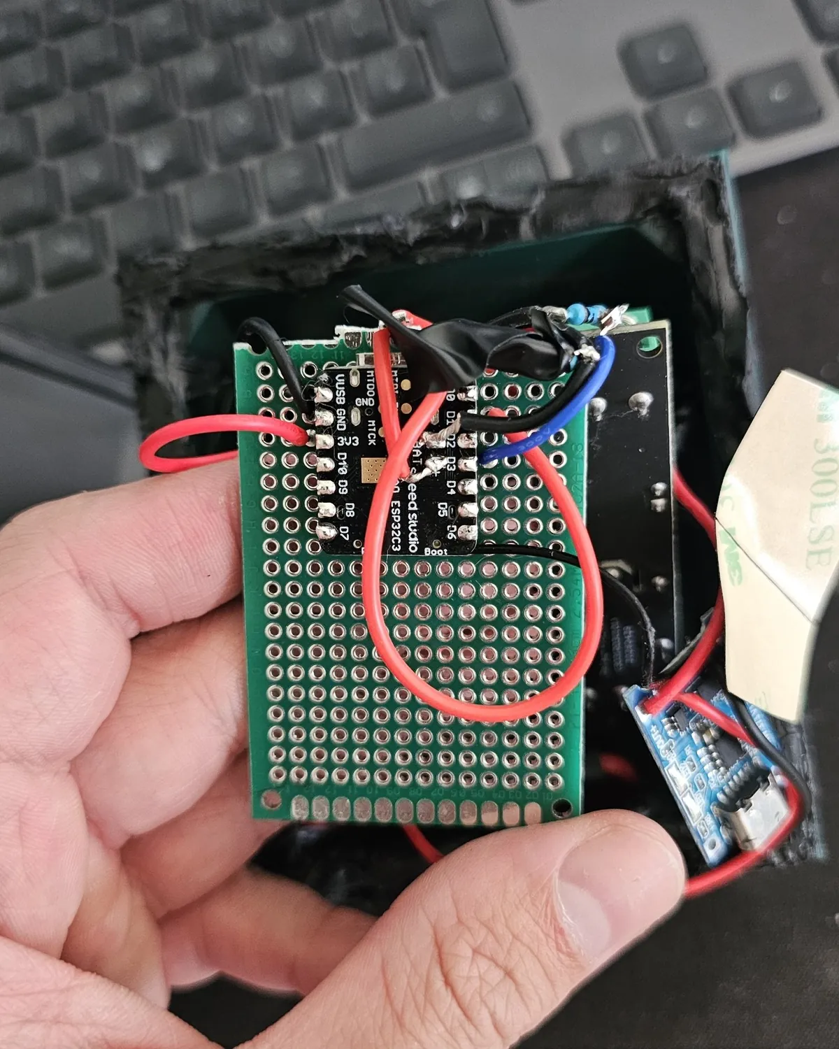 Erster Prototyp auf Lochrasterplatine mit XIAO ESP32-C3